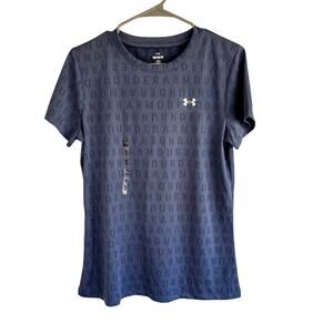 Under Armour Womens M Velocity Wordmark Jacquard Short Sleeve Shirt Top